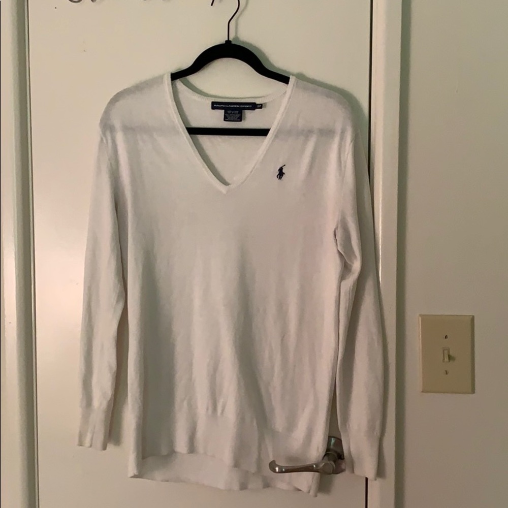 White Ralph Lauren v neck sweater